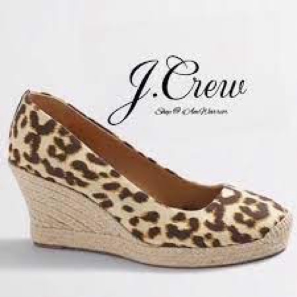 J. Crew Shoes - J.Crew Women'S Seville Brown/Beige Leopard Canvas Espadrille Wedges Shoes